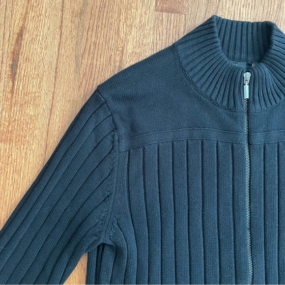 Cezani black cotton ribbed zip up sweater size L - Picture 3 of 12